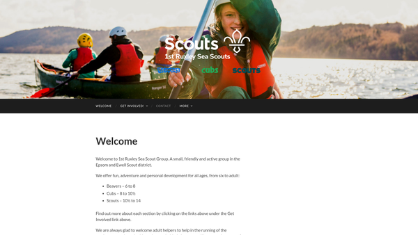 Screenshot of the 1st Ruxley Scout Group website