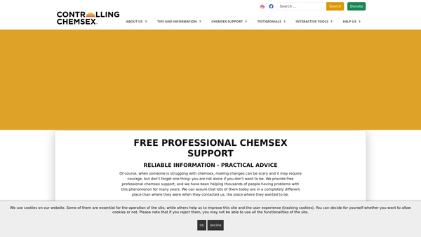 Screenshot of the Controlling Chemsex website