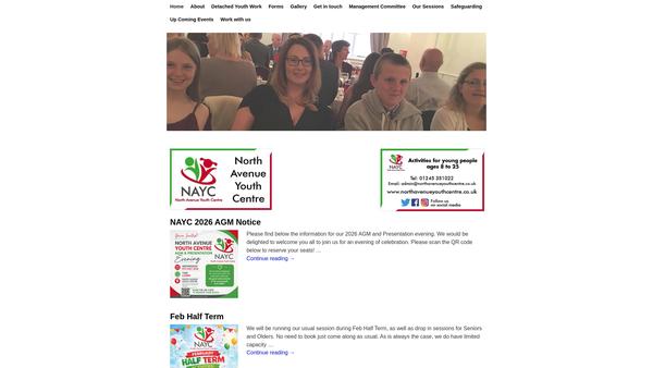 Screenshot of the North Avenue Youth Centre website
