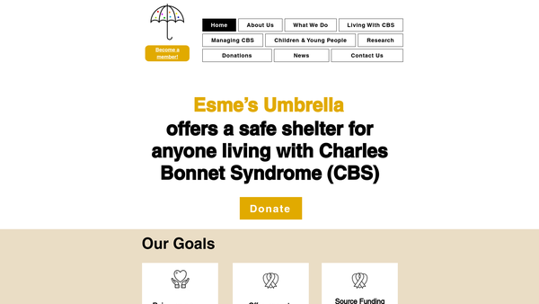 Screenshot of the Esme's Umbrella website