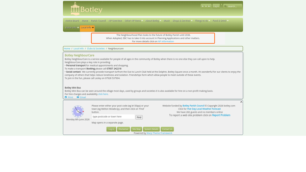 Screenshot of the Botley Neighbourcare website