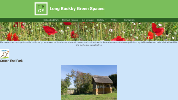 Screenshot of the Long Buckby Green Spaces At Cotton End Park website