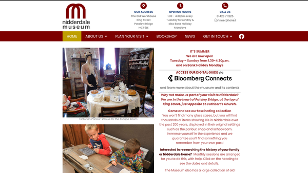 Screenshot of the Nidderdale Museum Society CIO website
