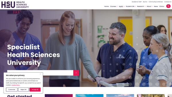 Screenshot of the Health Sciences University Students' Union website