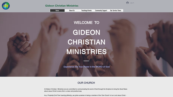 Screenshot of the Gideon Christian Ministries (Gcm) website