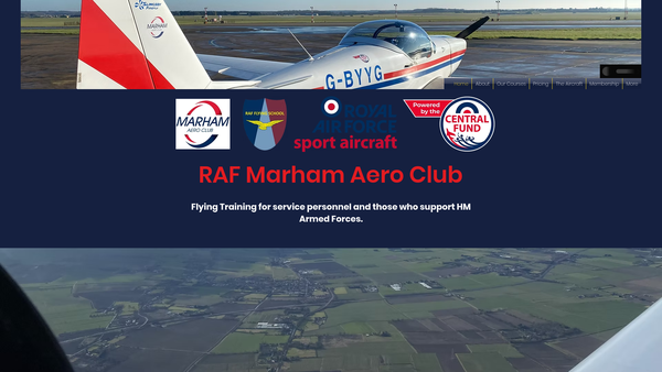 Screenshot of the Marham Aero Club website