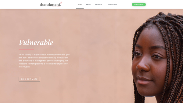 Screenshot of the Thandanani - Love One Another website