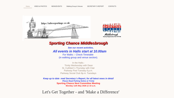 Screenshot of the Sporting Chance Middlesbrough website