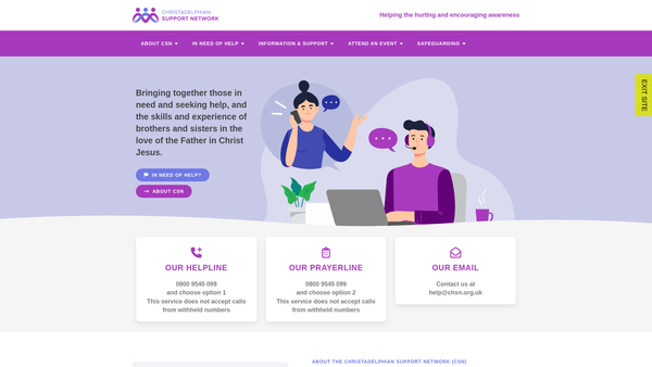 Screenshot of the The Christadelphian Support Network UK website