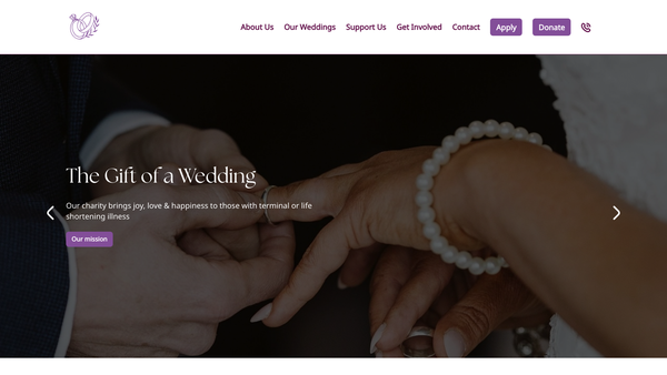 Screenshot of the Gift Of A Wedding website
