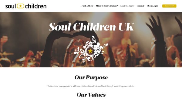 Screenshot of the Soul Children UK website