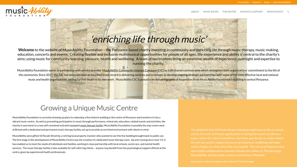 Screenshot of the Musicability Foundation website