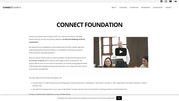 Screenshot of the Connect Foundation (North Lincs) website