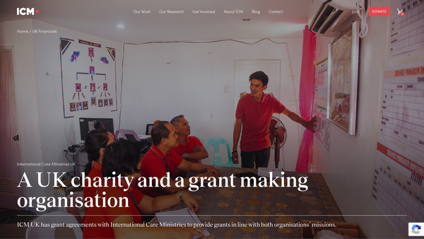 Screenshot of the International Care Ministries UK website