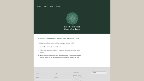 Screenshot of the The Ernest Kleinwort Charitable Trust website