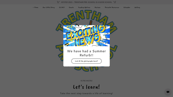 Screenshot of the Trentham Pre-School website