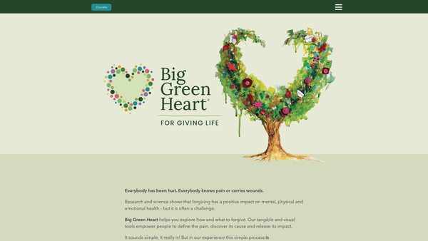 Screenshot of the Big Green Heart website