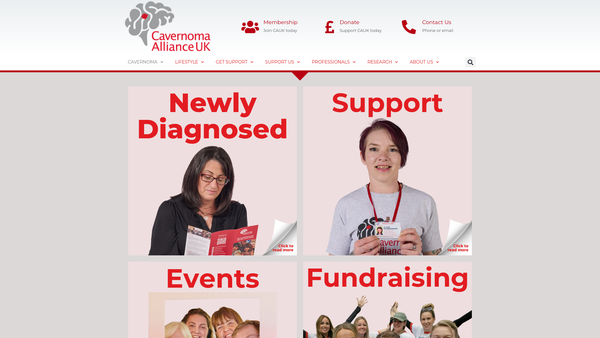 Screenshot of the Cavernoma Alliance UK website