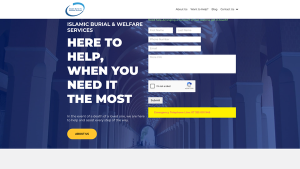 Screenshot of the Islamic Burial & Welfare Services website