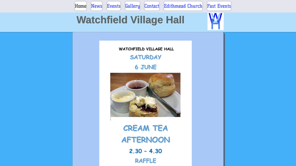 Screenshot of the Watchfield Village Hall website