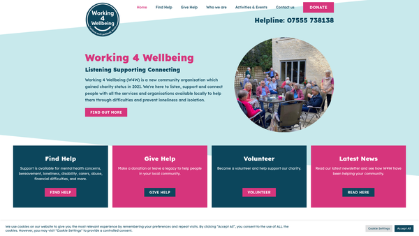Screenshot of the Fairford And Lechlade Areas Working For Wellbeing website