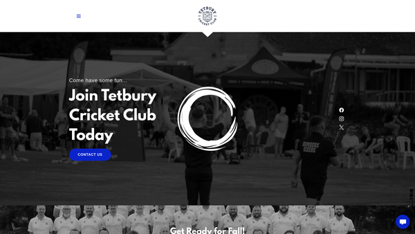 Screenshot of the Tetbury Cricket Club Limited website