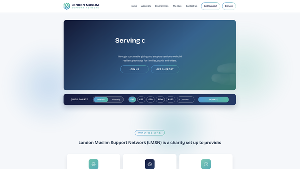 Screenshot of the London Muslim Support Network website