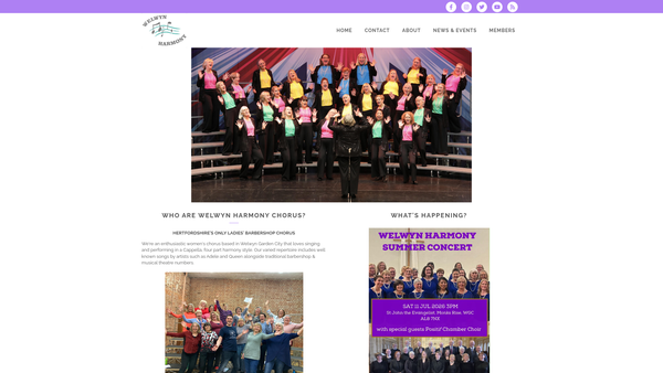 Screenshot of the Welwyn Harmony website