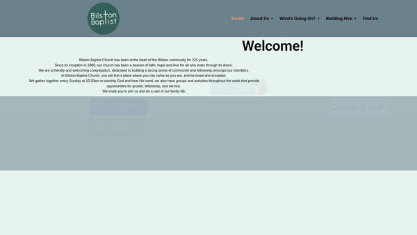 Screenshot of the Bilston Baptist Church website