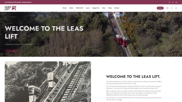 Screenshot of the The Folkestone Leas Lift Company CIO website