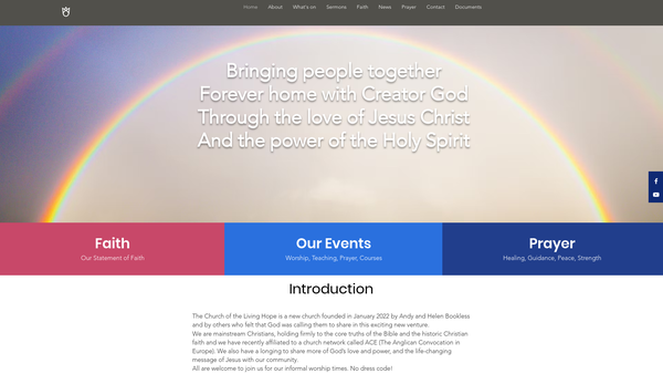 Screenshot of the The Church Of The Living Hope website