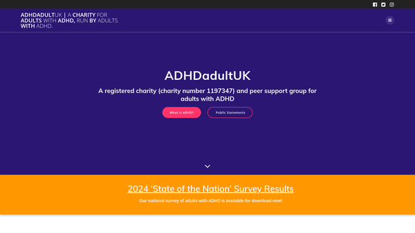 Screenshot of the Adhdadultuk website