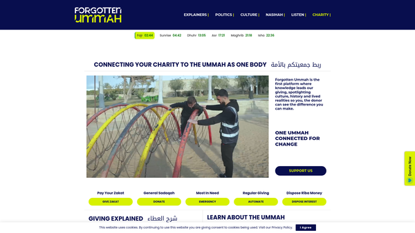 Screenshot of the Forgotten Ummah website