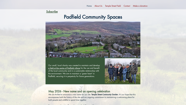 Screenshot of the Padfield Community Spaces website