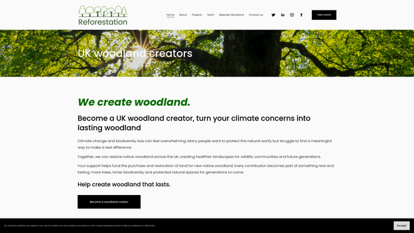 Screenshot of the Reforestation Limited website