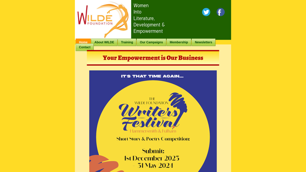 Screenshot of the The Wilde Foundation website