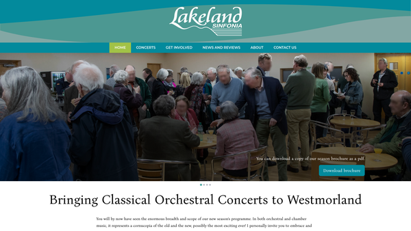 Screenshot of the Lakeland Sinfonia CIO website