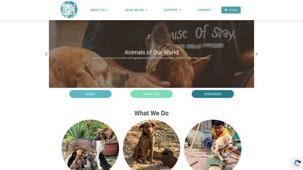 Screenshot of the Animals Of Our World website