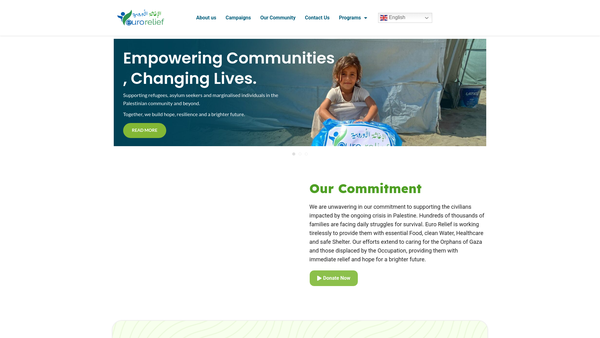 Screenshot of the Euro Relief website