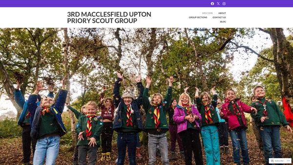 Screenshot of the 3rd Macclesfield Upton Priory Scout Group website