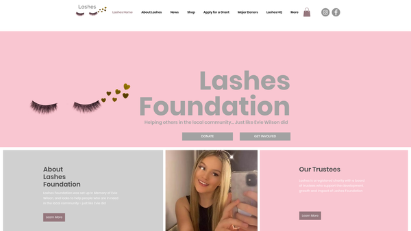 Screenshot of the The Lashes Foundation website