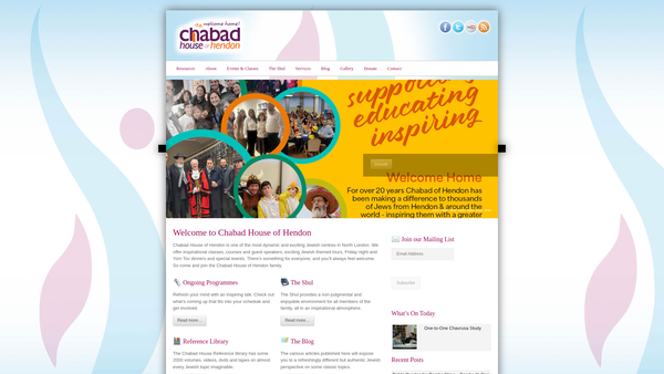 Screenshot of the Chabad House Of Hendon website