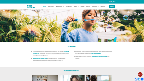 Screenshot of the Beatasthma website