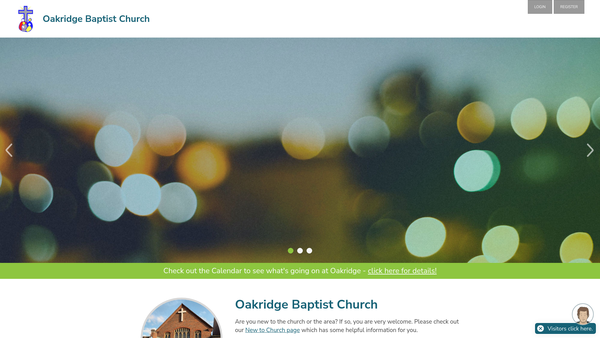Screenshot of the Oakridge Baptist Church website
