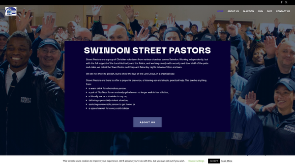 Screenshot of the Swindon Street Pastors website