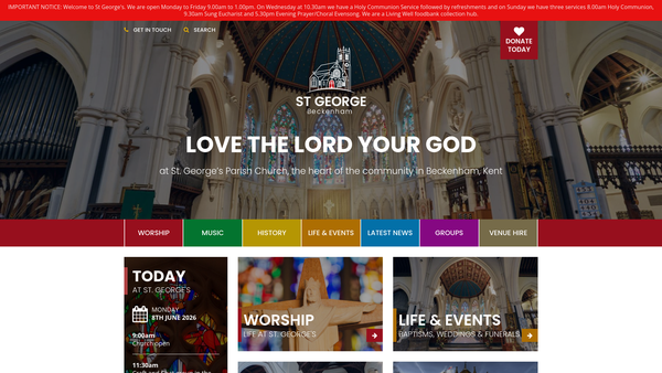 Screenshot of the The Parochial Church Council Of The Ecclesiastical Parish Of St George And St Barnabas Beckenham website