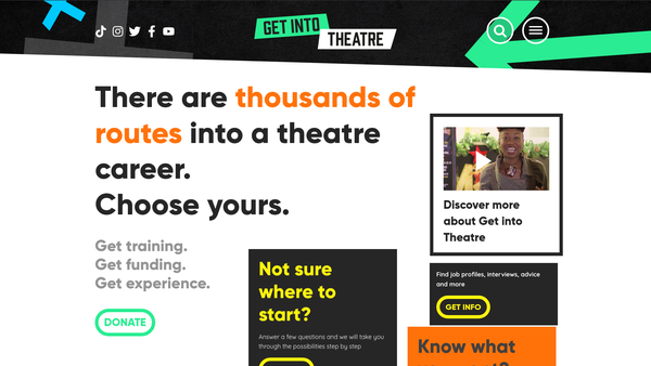 Screenshot of the Get Into Theatre website