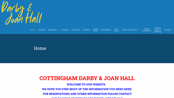 Screenshot of the Darby And Joan Building Trust Cottingham website