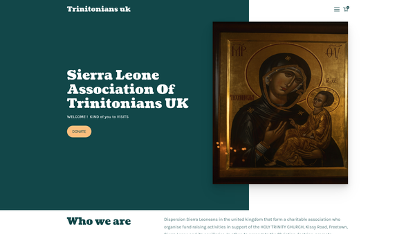 Screenshot of the Sierra Leone Association Of Trinitonians UK website