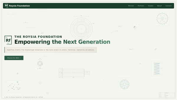 Screenshot of the The Roysia Foundation website